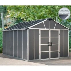 11' X 13.1' Palram Canopia Yukon Dark Grey Skylight Plastic Shed (3.32m X 3.93m) 17 11' X 13.1' Palram Canopia Yukon Dark Grey Skylight Plastic Shed (3.32m X 3.93m) -Lifetina Shop 01 705159 11x13 palram canopia yukon shed insitu1 min