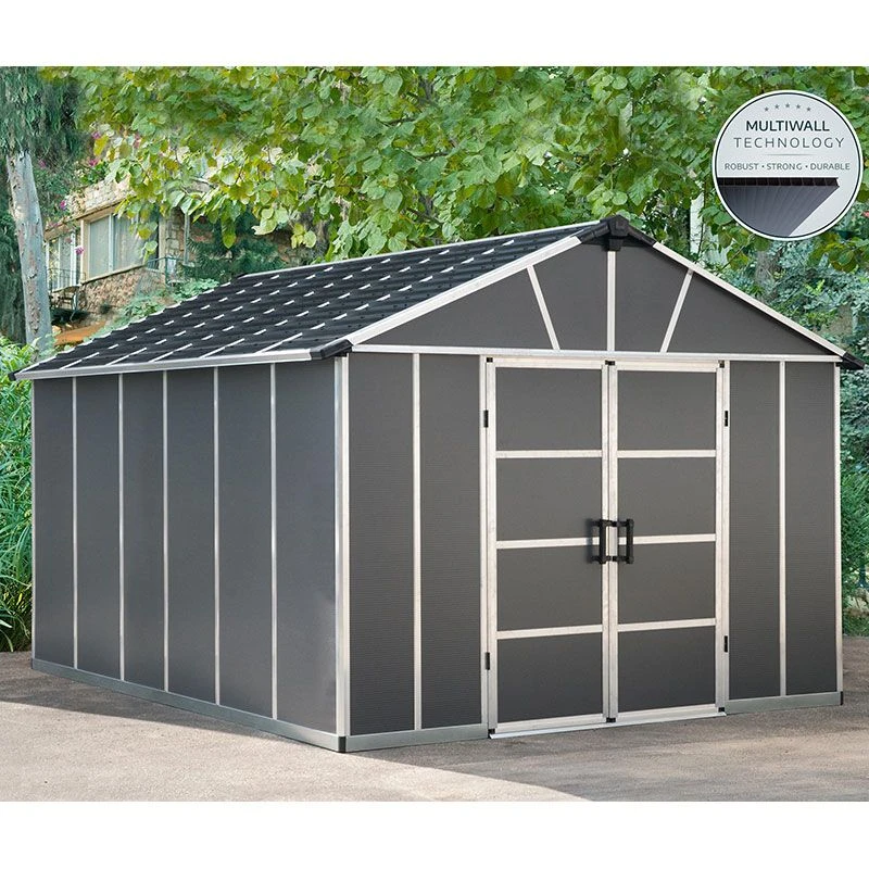11' X 13.1' Palram Canopia Yukon Dark Grey Skylight Plastic Shed (3.32m X 3.93m) 3 11' X 13.1' Palram Canopia Yukon Dark Grey Skylight Plastic Shed (3.32m X 3.93m) - Image 3