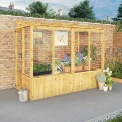 8'2 X 4'4 (2.49x1.32m) Mercia 84 Wooden Lean-To Greenhouse