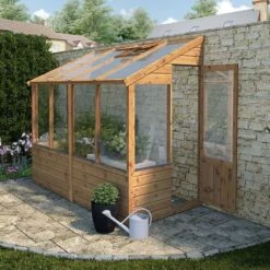 8' X 4' Mercia Shiplap Wooden Lean To Greenhouse (2.4m X 1.3m)