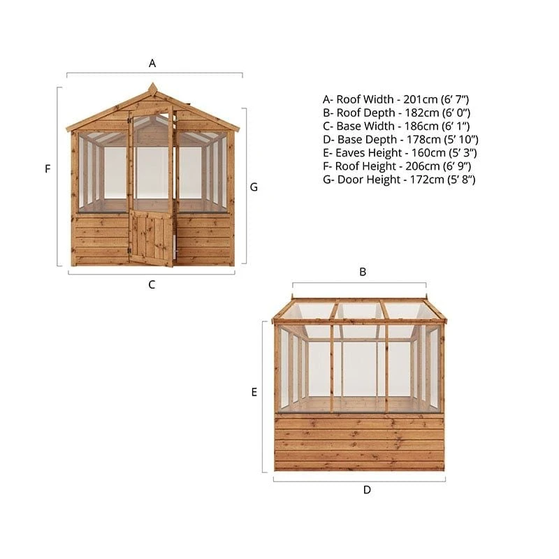 6' X 6' Mercia Shiplap Wooden Greenhouse (1.9m X 1.8m) 2 6' X 6' Mercia Shiplap Wooden Greenhouse (1.9m X 1.8m) - Image 2
