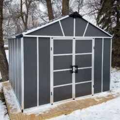 11' X 9' Palram Canopia Yukon Dark Grey Skylight Plastic Shed With WPC Floor (3.3m X 2.7m)