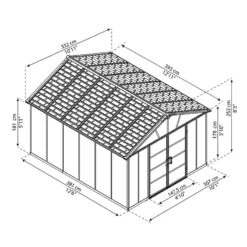 11' X 13.1' Palram Canopia Yukon Dark Grey Skylight Plastic Shed (3.32m X 3.93m) 19 11' X 13.1' Palram Canopia Yukon Dark Grey Skylight Plastic Shed (3.32m X 3.93m) -Lifetina Shop 03 705159 11x13 palram canopia yukon shed drawing min