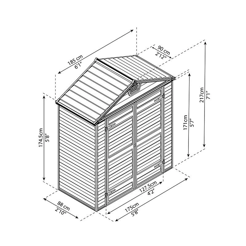 6' X 3' Palram Canopia Grey Skylight Plastic Shed (1.85m X 0.9m) 4 6' X 3' Palram Canopia Grey Skylight Plastic Shed (1.85m X 0.9m) - Image 4