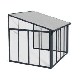 10' X 10' Palram Canopia SanRemo Grey Lean-To Conservatory (3.05m X 3.05m) -Lifetina Shop 03 706624 10x10 pc sanremo grey render min