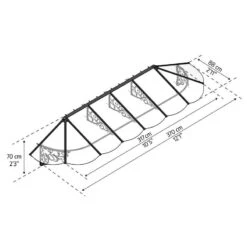 12’2 X 2’11 Palram Canopia Lily 3600 Black Clear Large Door Canopy (3.7m X 0.88m) -Lifetina Shop 03 706803 lily 3600 drawing min