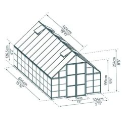 10' X 20' Palram Canopia Balance Silver Large Greenhouse (3.04m X 6.04m) -Lifetina Shop 03 707012 10x20 pc balance drawing min