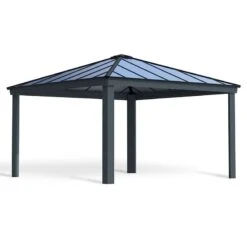 14' X 14' Palram Canopia Dallas Grey Garden Gazebo (4.22m X 4.22m) -Lifetina Shop 03 707105 14x14 pc dallas render min