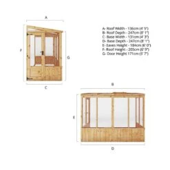 8'2 X 4'4 (2.49x1.32m) Mercia 84 Wooden Lean-To Greenhouse -Lifetina Shop 03 si 004 001 0005 drawing1 min 1