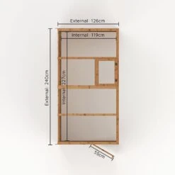 8' X 4' Mercia Shiplap Wooden Lean To Greenhouse (2.4m X 1.3m) -Lifetina Shop 03 si 004 001 0027 drawing2 min