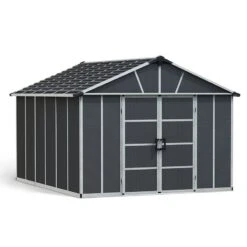 11' X 13.1' Palram Canopia Yukon Dark Grey Skylight Plastic Shed (3.32m X 3.93m) 28 11' X 13.1' Palram Canopia Yukon Dark Grey Skylight Plastic Shed (3.32m X 3.93m) -Lifetina Shop 04 705159 11x13 palram canopia yukon shed render1 min
