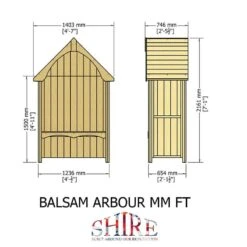 Shire Balsam Garden Arbour Seat 4'x2' -Lifetina Shop 04 bals0503dsl 1aa drawing1 min