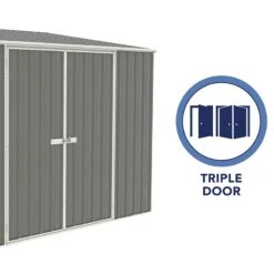 9'11 X 5' Absco Triple Door Metal Bike Shed - Grey (3m X 1.52m) -Lifetina Shop 04 esdxl20met128 bike shed feature2 min