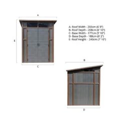 7’ X 7’ Mercia Premium Composite Pent Shed (2.03m X 2.08m) -Lifetina Shop 04 esdxl30pls027 mercia 7x7 composite shed drawing min