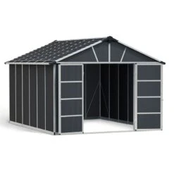 11' X 13.1' Palram Canopia Yukon Dark Grey Skylight Plastic Shed (3.32m X 3.93m) 29 11' X 13.1' Palram Canopia Yukon Dark Grey Skylight Plastic Shed (3.32m X 3.93m) -Lifetina Shop 05 705159 11x13 palram canopia yukon shed render2 min