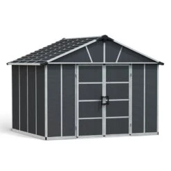 11' X 9' Palram Canopia Yukon Dark Grey Skylight Plastic Shed With WPC Floor (3.3m X 2.7m) -Lifetina Shop 05 705160 11x9 palram canopia yukon shed render1 min