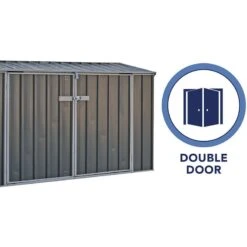 7'5 X 2'7 Absco Double Door Metal Bike Shed - Grey (2.26m X 0.78m) -Lifetina Shop 06 esdxl20met129 bike shed feature2 min