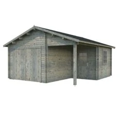 Palmako Roger 5.1m X 5.5m Log Cabin Garage (44mm) - Double Doors -Lifetina Shop 102482 palmako roger 5 1 x 5 5m garage cutout min
