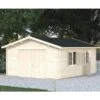 Palmako Roger 4.5m X 5.5m Extra Wide Log Cabin Single Garage (44mm) - Double Doors