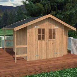 13' X 10' Palmako Marcus Heavy Duty Wooden Apex Shed (3.8m X 2.9m) -Lifetina Shop 107218 8x8 palmako marcus wooden shed insitu3 min