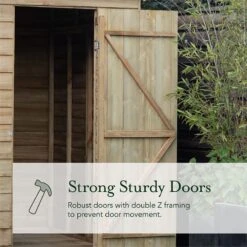 8' X 6' Forest 4Life 25yr Guarantee Overlap Pressure Treated Windowless Double Door Apex Wooden Shed With Lean To (2.42m X 2.64m) -Lifetina Shop 11 feature strong sturdy doors min 1 7