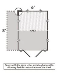 8' X 6' Forest 4Life 25yr Guarantee Overlap Pressure Treated Windowless Double Door Apex Wooden Shed With Lean To (2.42m X 2.64m) -Lifetina Shop 11 opa68ddnwmlthd drawing2 min 1