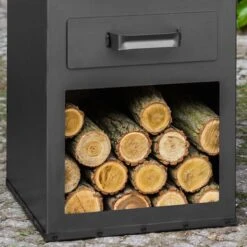 Cook King Rosa Garden Stove Fire Pit And Logstore -Lifetina Shop 111485 cook king rosa garden stove fire pit close up2 min