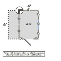 6' X 4' Forest 4Life 25yr Guarantee Overlap Pressure Treated Apex Wooden Shed With Lean To (1.88m X 2m) -Lifetina Shop 12 opa46mlthd drawing2 min 1 1