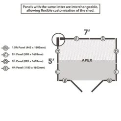 7' X 5' Forest 4Life 25yr Guarantee Overlap Pressure Treated Windowless Double Door Apex Wooden Shed (2.32m X 1.53m) -Lifetina Shop 13 opa75ddnwmhd drawing2 min