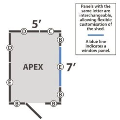 7' X 5' Forest 4Life 25yr Guarantee Overlap Pressure Treated Apex Wooden Shed (2.19m X 1.64m) -Lifetina Shop 15 opa57m drawing2 min