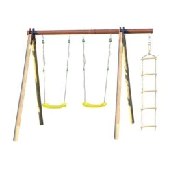 Trigano Piki Kids Wooden Double Garden Swing With Rope Ladder -Lifetina Shop 17340p10 trigano piki kids wooden double garden swing with rope ladder cutout min