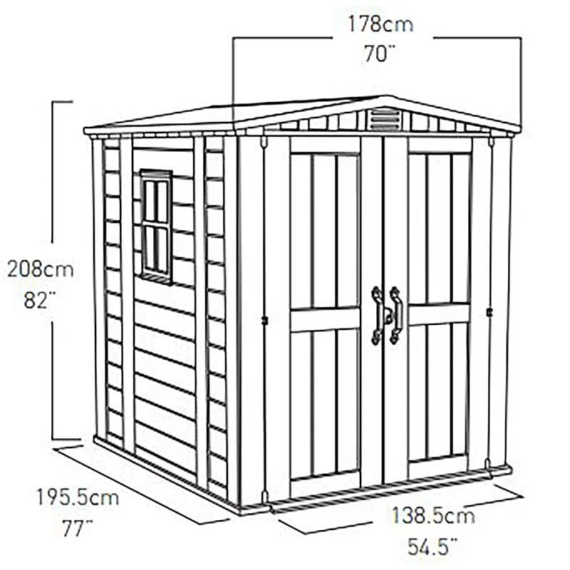 6' X 6' Keter Factor Plastic Garden Shed (1.78m X 1.96m) 2 6' X 6' Keter Factor Plastic Garden Shed (1.78m X 1.96m) - Image 2