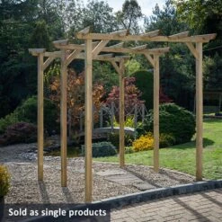 Forest Hanbury Flat Top Wooden Garden Pergola Arch 6'10 X 1'8 -Lifetina Shop 2 hanftahd insitu2 min