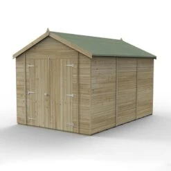 12' X 8' Forest Timberdale 25yr Guarantee Tongue & Groove Pressure Treated Windowless Double Door Apex Shed (3.65m X 2.52m) -Lifetina Shop 2 tpa812ddnwm closed 1