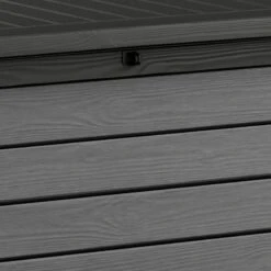 5'1 X 2'4 Keter Brushed Plastic Garden Storage Box - Brown (1.55m X 0.72m) 5 5'1 X 2'4 Keter Brushed Plastic Garden Storage Box - Brown (1.55m X 0.72m) -Lifetina Shop 247052 keter brushed plastic storage box close up2 min