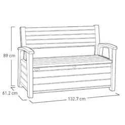 4'4 X 2' Keter Hudson Plastic Garden Storage Bench (1.33m X 0.61m) 11 4'4 X 2' Keter Hudson Plastic Garden Storage Bench (1.33m X 0.61m) -Lifetina Shop 249478 keter hudson storage bench drawing min