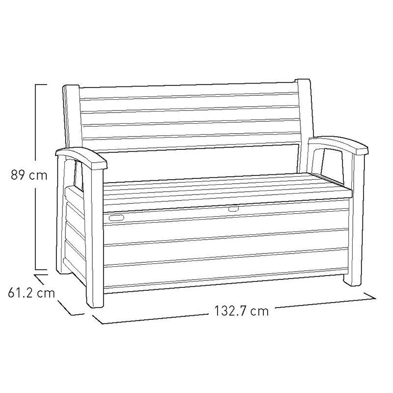 4'4 X 2' Keter Hudson Plastic Garden Storage Bench (1.33m X 0.61m) 3 4'4 X 2' Keter Hudson Plastic Garden Storage Bench (1.33m X 0.61m) - Image 3