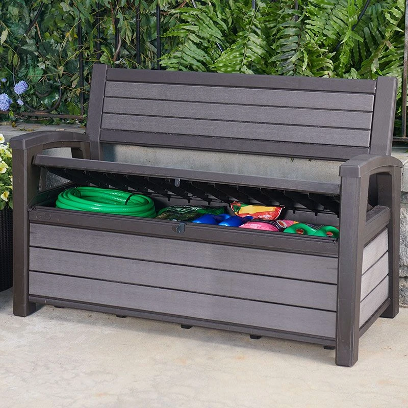 4'4 X 2' Keter Hudson Plastic Garden Storage Bench (1.33m X 0.61m) 2 4'4 X 2' Keter Hudson Plastic Garden Storage Bench (1.33m X 0.61m) - Image 2