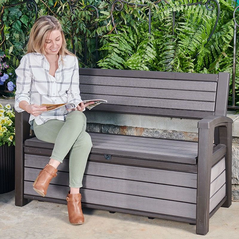 4'4 X 2' Keter Hudson Plastic Garden Storage Bench (1.33m X 0.61m) 5 4'4 X 2' Keter Hudson Plastic Garden Storage Bench (1.33m X 0.61m) - Image 5
