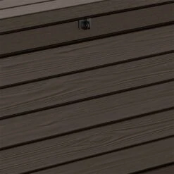 5'1 X 2'5 Keter Hingham Plastic Garden Storage Box - Brown (1.55m X 0.73m) 7 5'1 X 2'5 Keter Hingham Plastic Garden Storage Box - Brown (1.55m X 0.73m) -Lifetina Shop 249499 keter hingham plastic garden storage box close up1 min