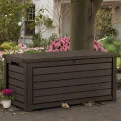5'1 X 2'5 Keter Hingham Plastic Garden Storage Box - Brown (1.55m X 0.73m)