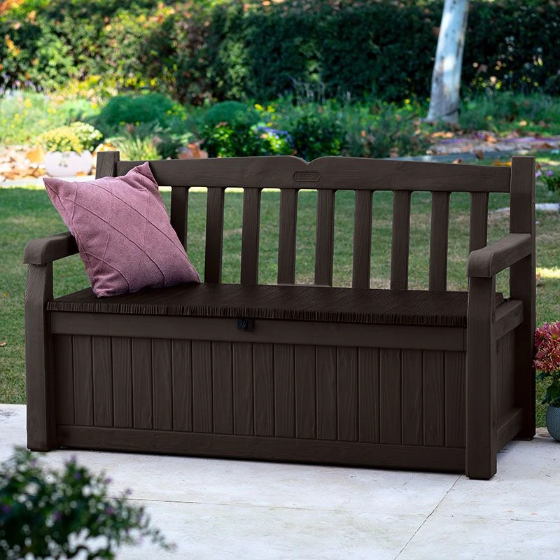 5' X 2' Keter Iceni Wood-Effect Garden Storage Bench (1.4m X 0.6m) 5 5' X 2' Keter Iceni Wood-Effect Garden Storage Bench (1.4m X 0.6m) - Image 5