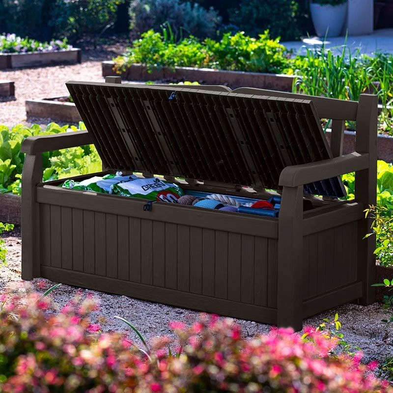 5' X 2' Keter Iceni Wood-Effect Garden Storage Bench (1.4m X 0.6m) 2 5' X 2' Keter Iceni Wood-Effect Garden Storage Bench (1.4m X 0.6m) - Image 2