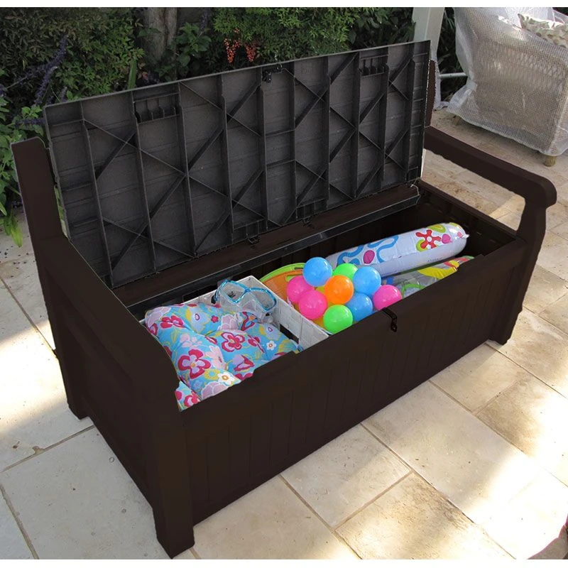 5' X 2' Keter Iceni Wood-Effect Garden Storage Bench (1.4m X 0.6m) 4 5' X 2' Keter Iceni Wood-Effect Garden Storage Bench (1.4m X 0.6m) - Image 4