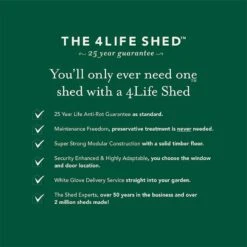 10' X 10' Forest 4Life 25yr Guarantee Overlap Pressure Treated Windowless Double Door Apex Wooden Shed (3.2m X 3.01m) -Lifetina Shop 2 4life sheds usp bullet points 39