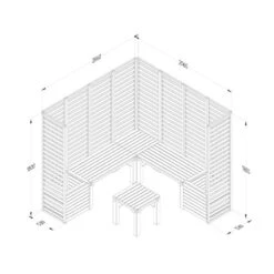 6'9 X 6'9 Forest Modular Wooden Garden Seating Set Number 3 (2.06m X 2.06m) -Lifetina Shop 3 modseat3hd drawing1 min 1