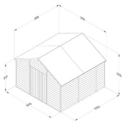 10' X 10' Forest 4Life 25yr Guarantee Overlap Pressure Treated Windowless Double Door Apex Wooden Shed (3.2m X 3.01m) -Lifetina Shop 3 opa1010ddnwmhd drawing1 min
