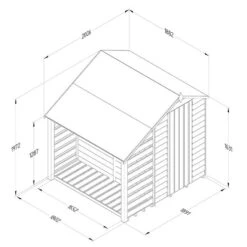 6' X 4' Forest 4Life 25yr Guarantee Overlap Pressure Treated Apex Wooden Shed With Lean To (1.88m X 2m) -Lifetina Shop 3 opa46mlthd drawing1 min