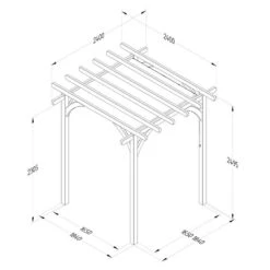 Forest Ultima Wooden Garden Pergola With Retractable Canopy 8' X 8' -Lifetina Shop 3 uperg24chd drawing min