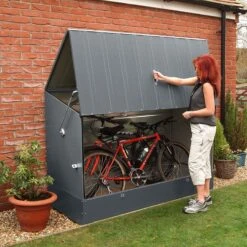 6'4 X 2'9 Trimetals Ramped Metal Bike Shed - Anthracite 1.96m X 0.89m